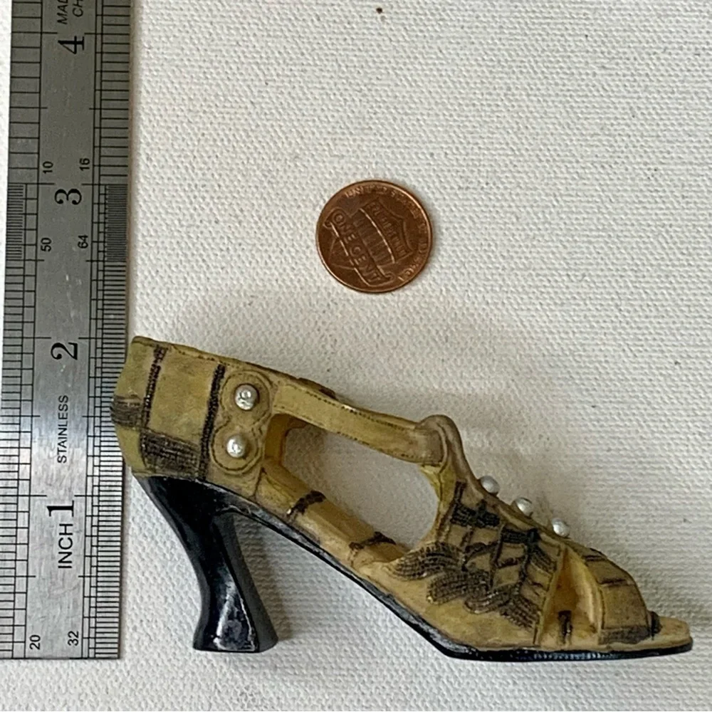 Miniature Mary Jane Shoe Beaded Chunky High Heel Fashion Figurine Collectible
